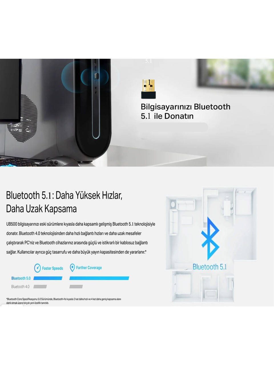 Bluetooth 5-1 USB Adaptör Dongle Wifi Bluetooth Bağlantı Yeni Sürüm